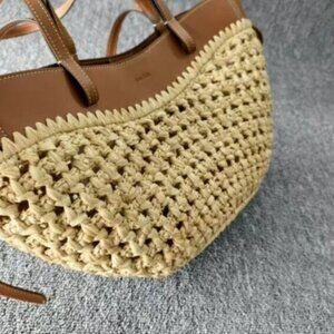 Designer Leather Tote Bag with Magnetic Closure